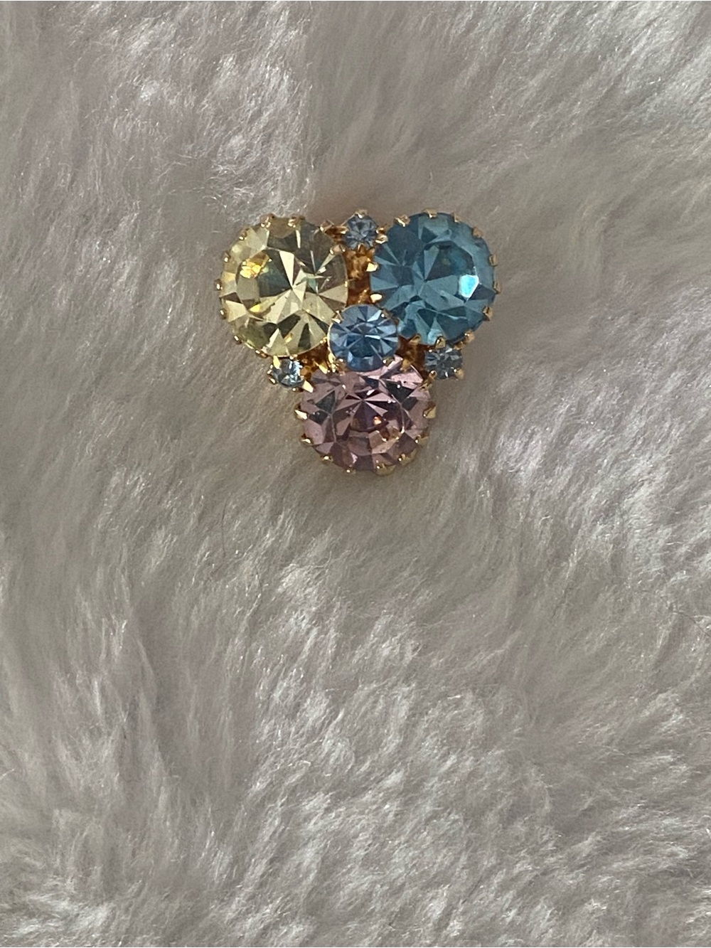 Vintage Gold-Tone Multicolor Rhinestone Pendant Necklace And Clip Earrings Set - Picture 6 of 12